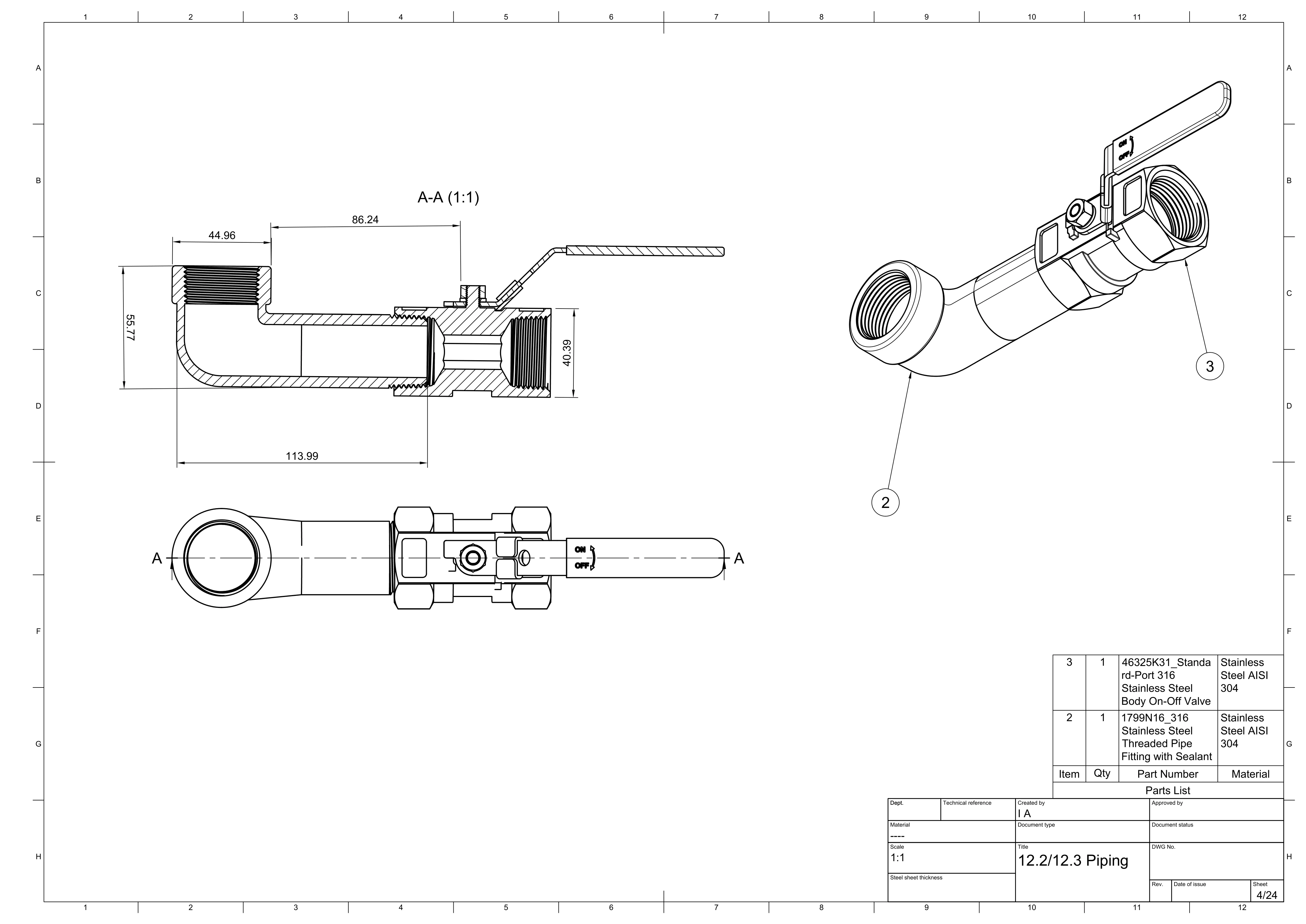 Manufacturing-ready technical drawing example